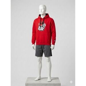 G5 Georgia Bulldogs Hoodie Red Heavyweight UGA Graphic Sweatshirt Mens Large
